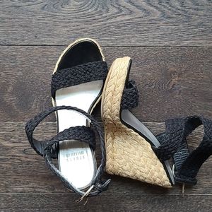 Stuart Weiztman rope and leather wedge sandals